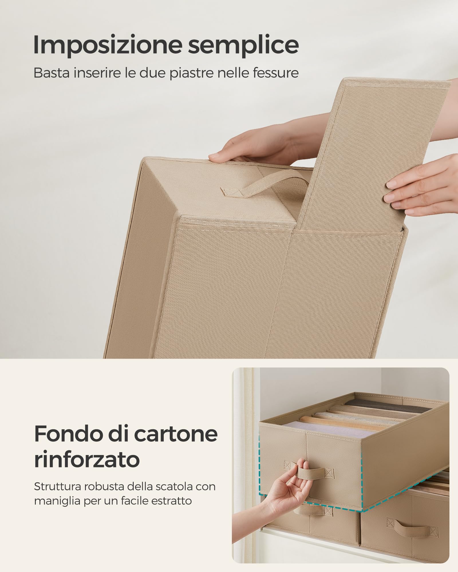 Songmics RUS009K01 set 4 organizer 6 scomparti beige sabbia