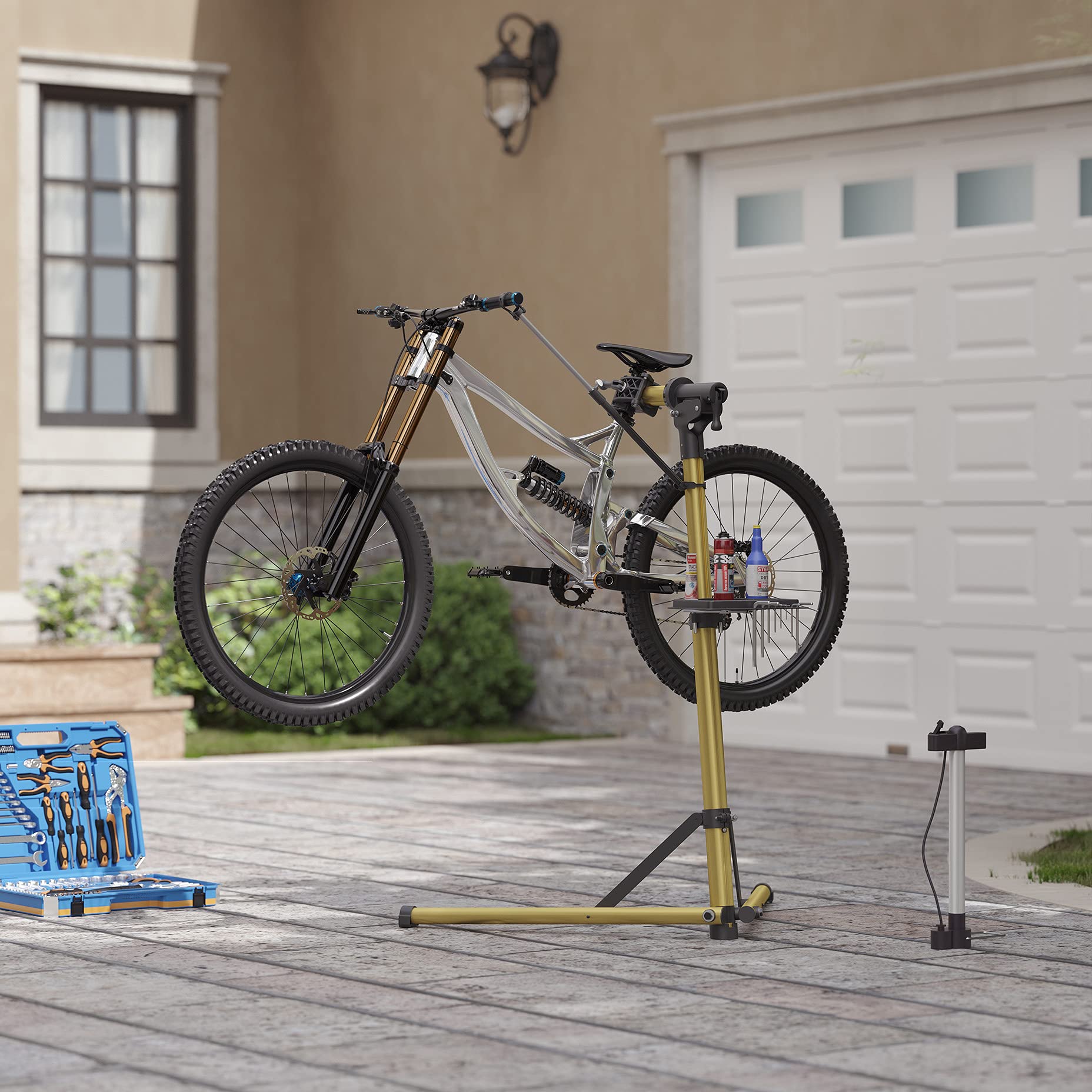 Songmics SBR004A01 cavalletto bici alluminio oro regolabile