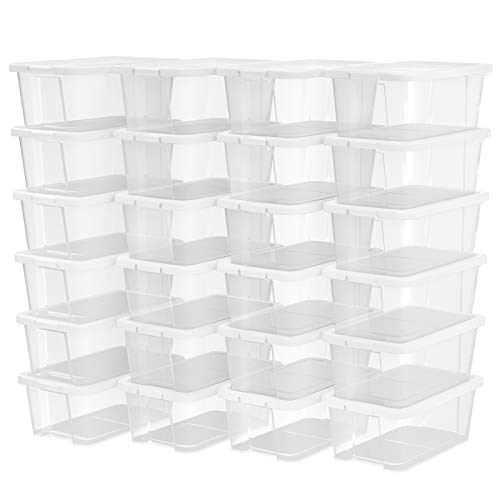 Songmics LSP24WT scatole portascarpe trasparenti set 24 pezzi