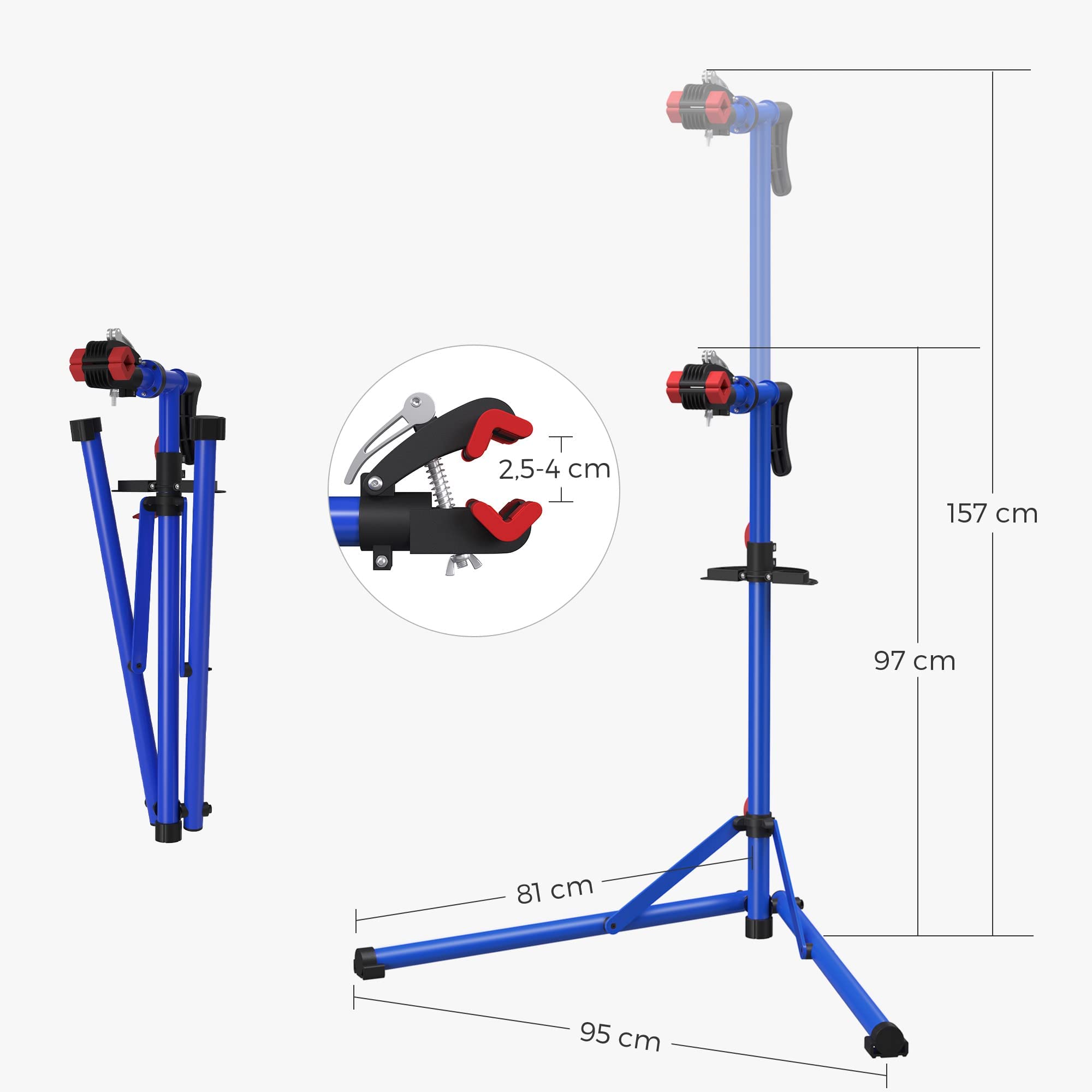 Songmics SBR007Q01 cavalletto bici blu con morsetto girevole