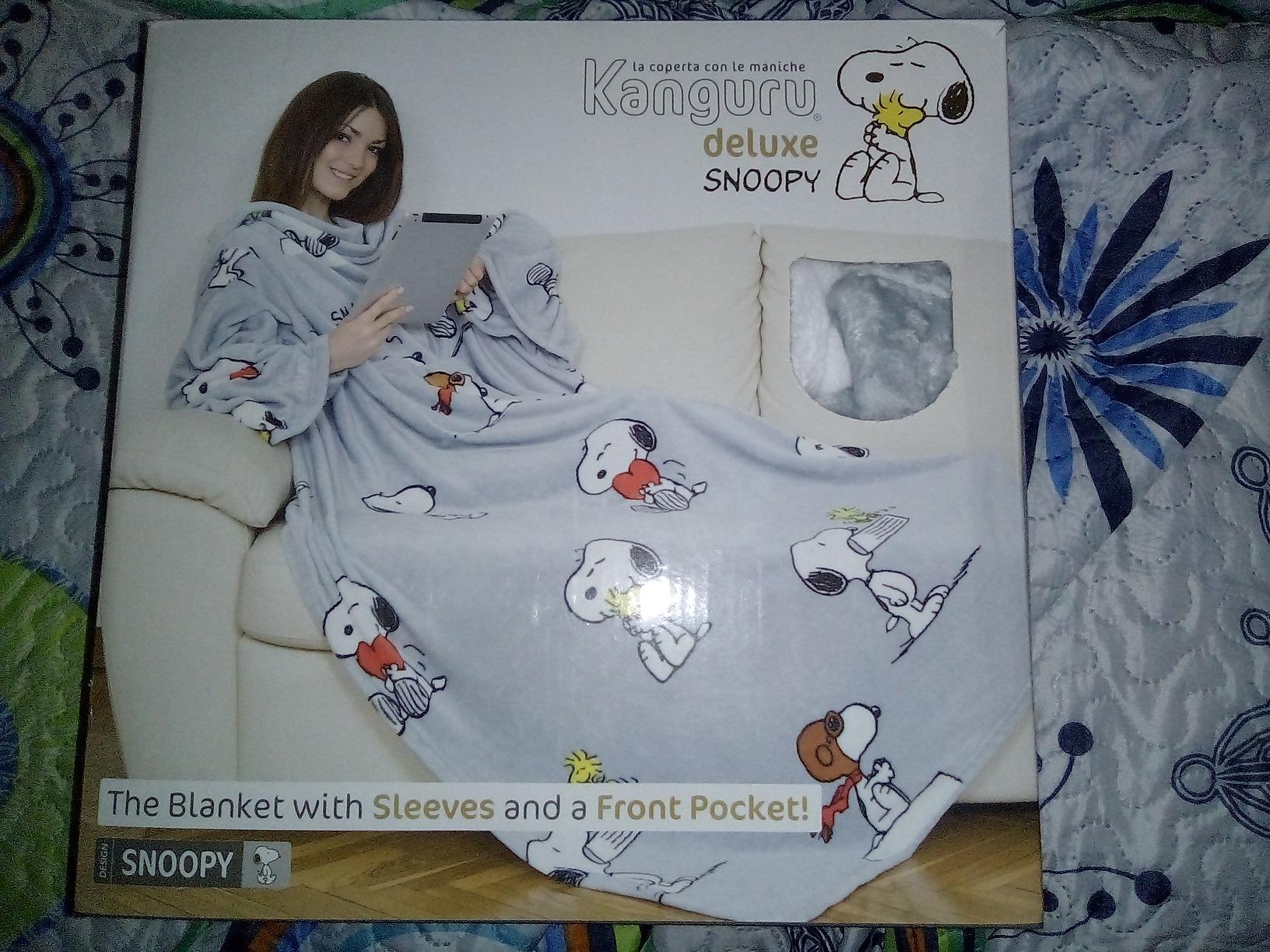 Kanguru Coperta con Maniche Snoopy Grigia 140x180 cm