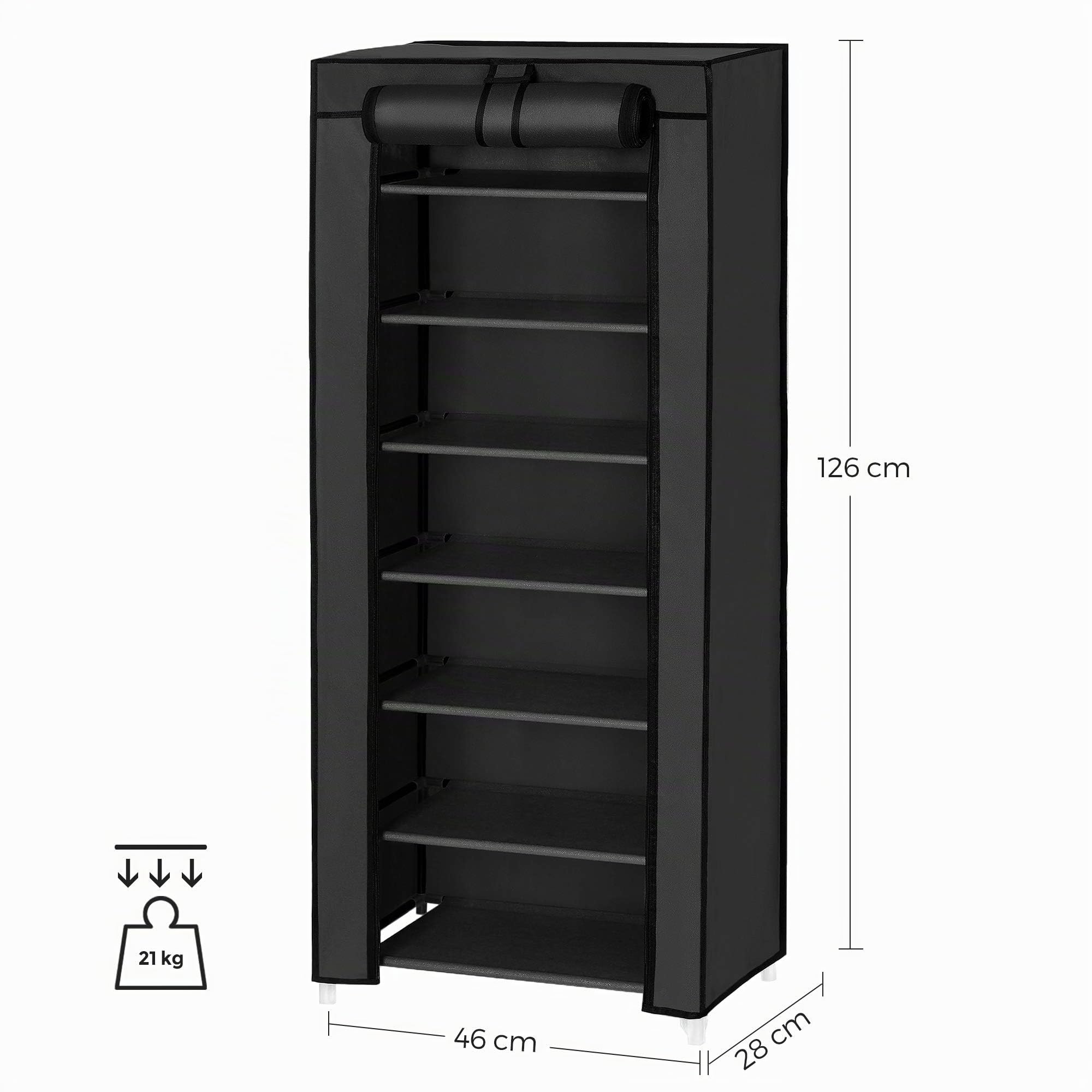 Songmics scarpiera 7 ripiani con copertura 28x46x126 antipolvere