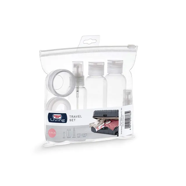 DOMO PAK LIVING Set Porta Liquidi Viaggio 7 Pezzi con Pochette