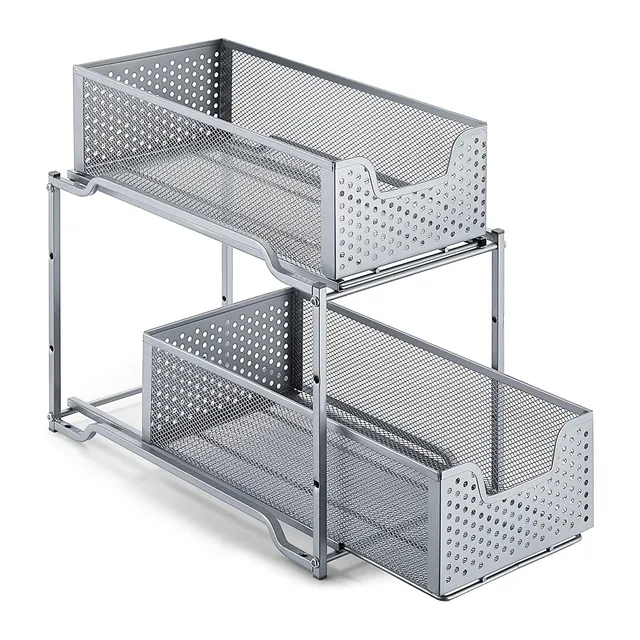 Simple Trending organizer sottolavello argento 2 ripiani scorrevoli