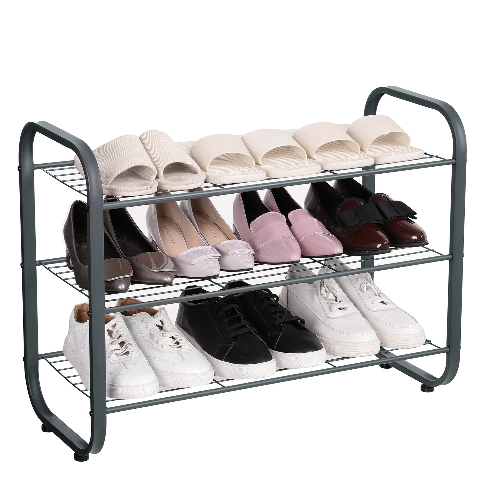Songmics LMR01GS scarpiera metallo 3 piani 71x30x52 cm grigio fumo