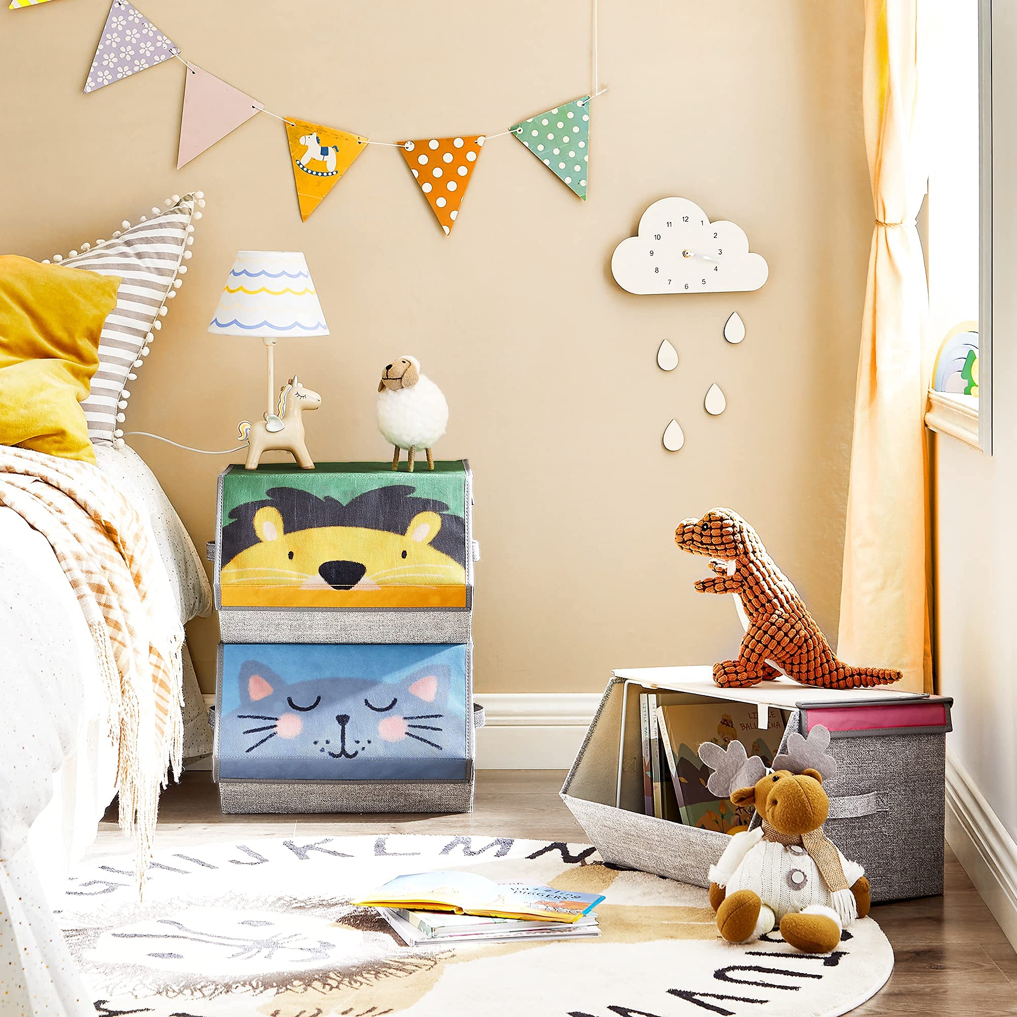 Songmics RFB760P01 scatole bimbi animali 3 pezzi pieghevoli
