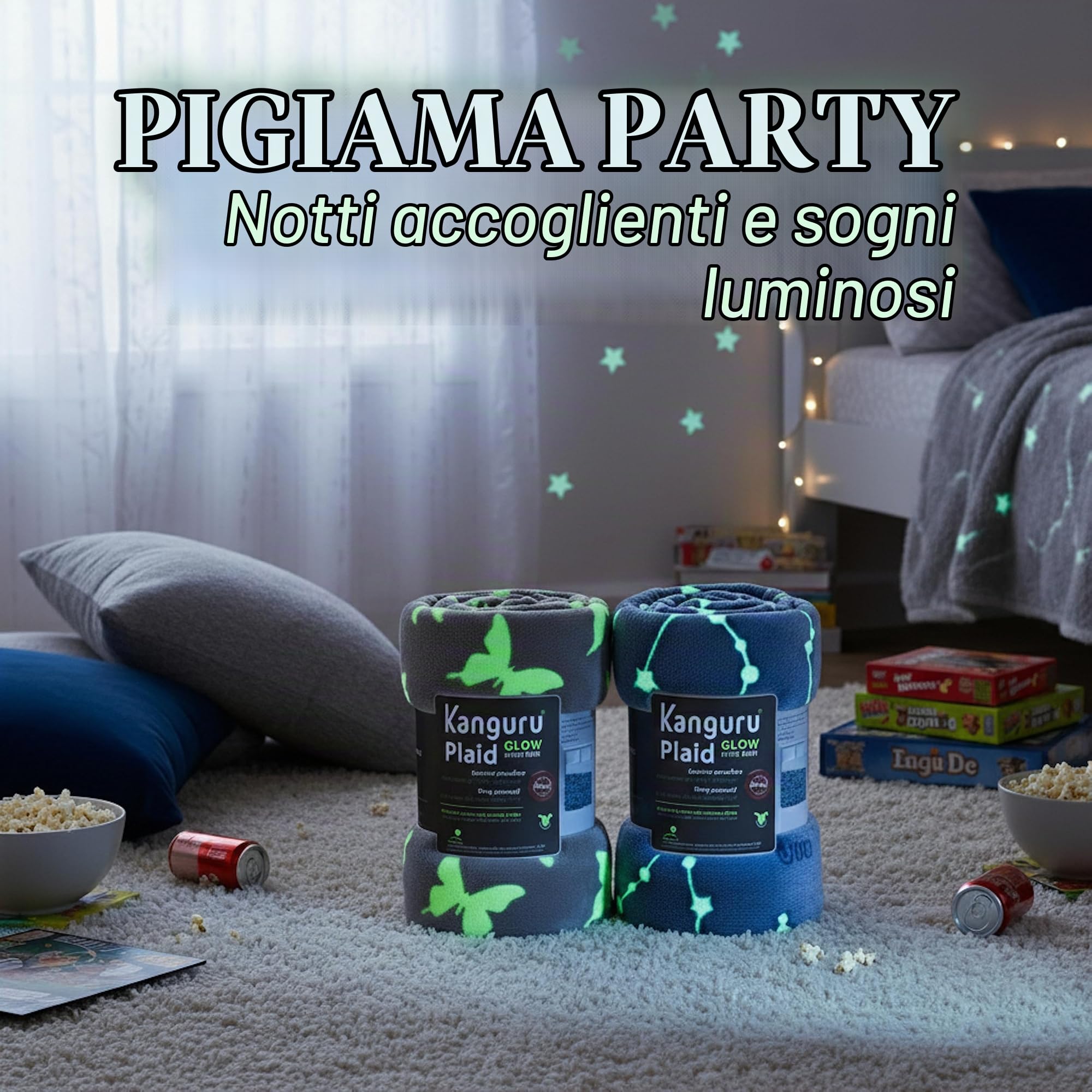 Lavatelli Kanguru Pigiama Party Kit Plaid 130x150 cm 2 Pezzi