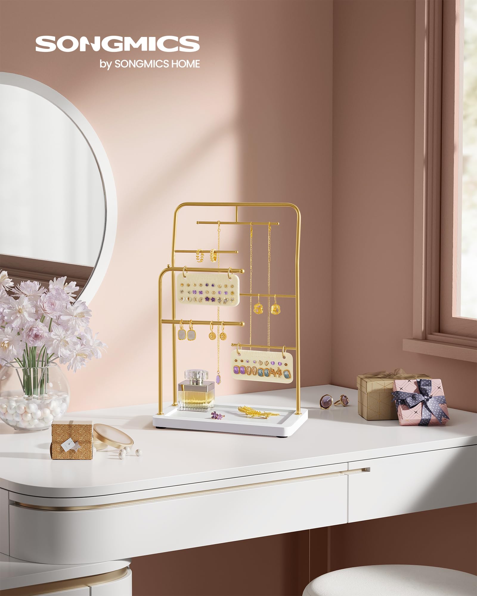 Songmics JJS024A01 Portagioie Oro Metallizzato 33,7 cm