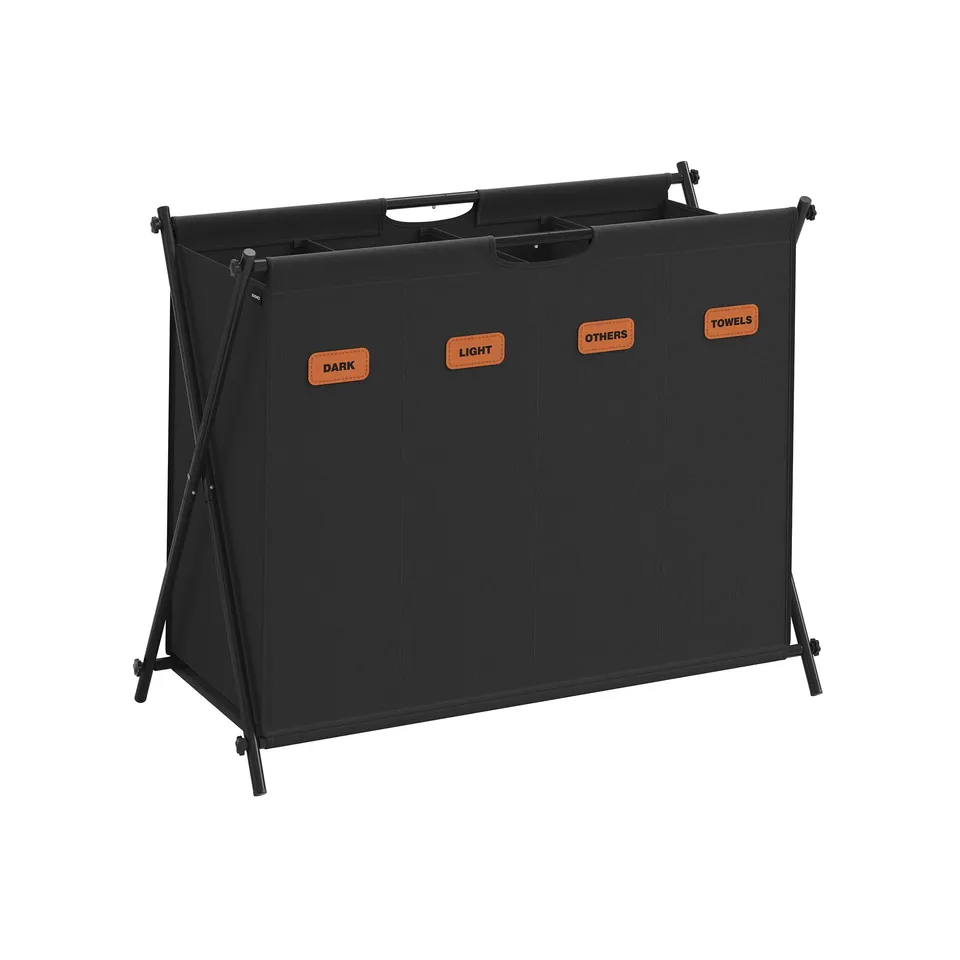 Songmics LCB140B01 cesto portabiancheria 155L nero 4 scomparti
