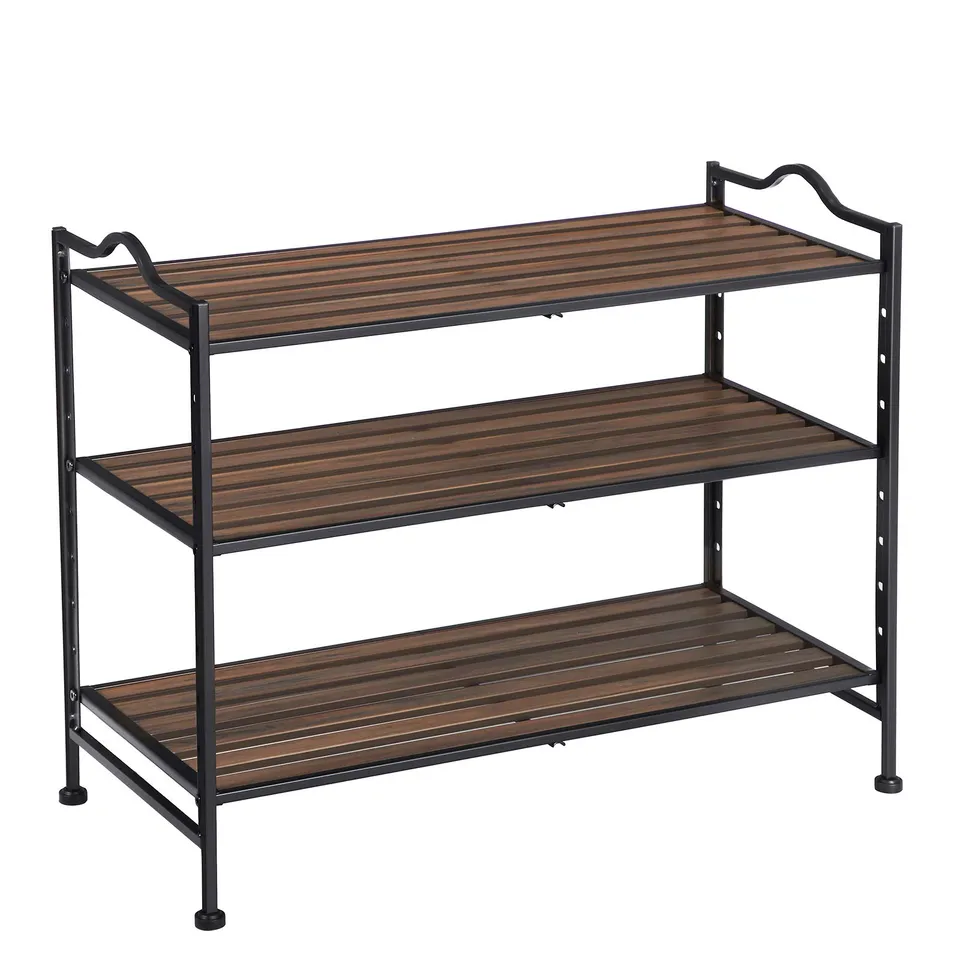 Songmics scarpiera metallo nero 68,5x31x56 3 ripiani