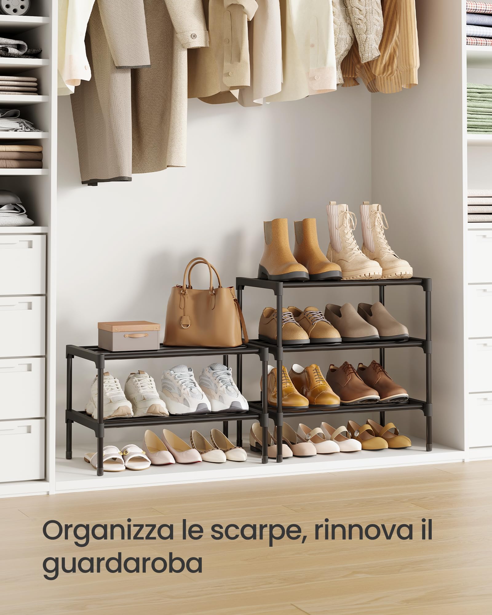 Songmics LSA112BH01 Scarpiera 2 Ripiani Nero 30x45x31 cm