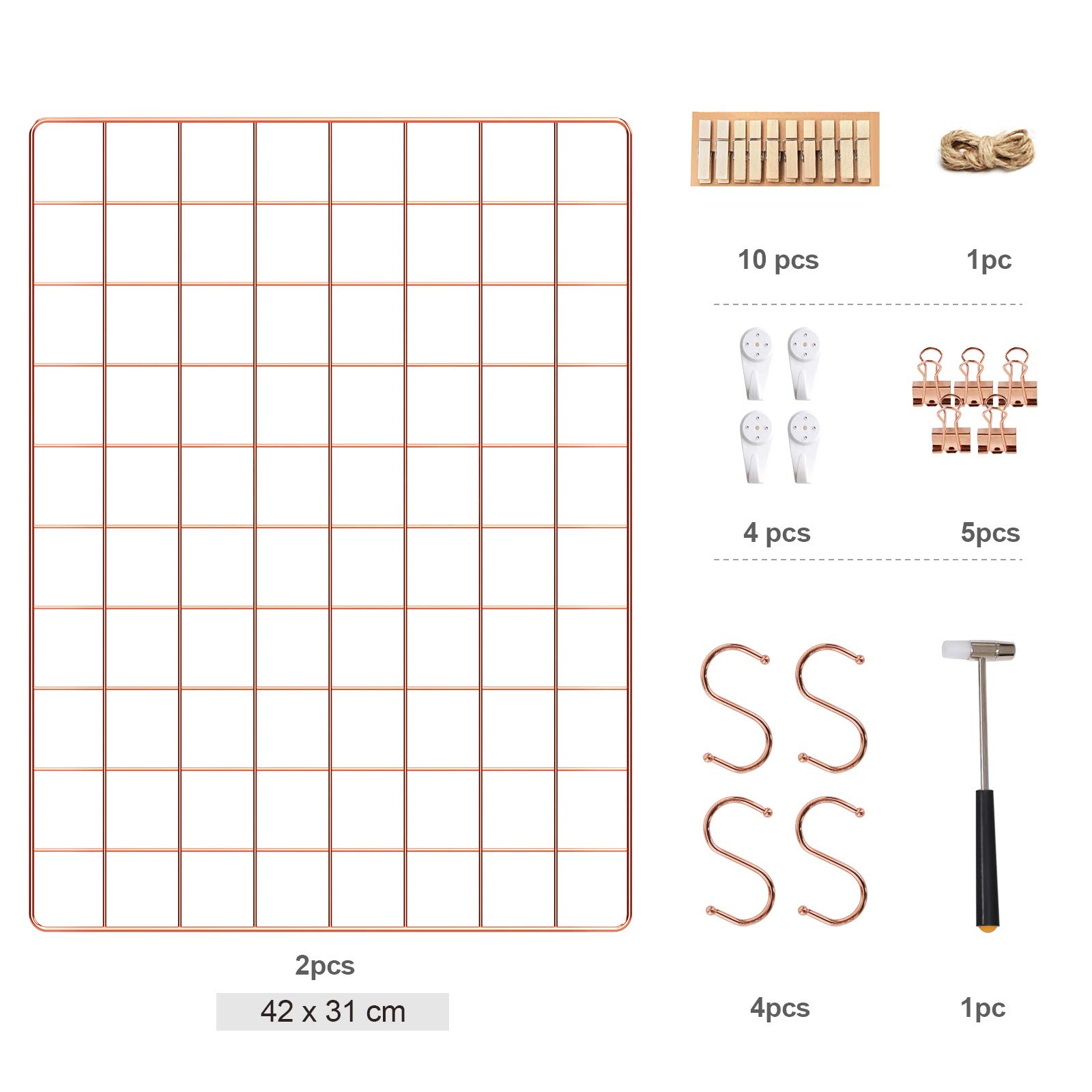 Songmics LPP01DR griglia parete rosa oro set 2 pezzi