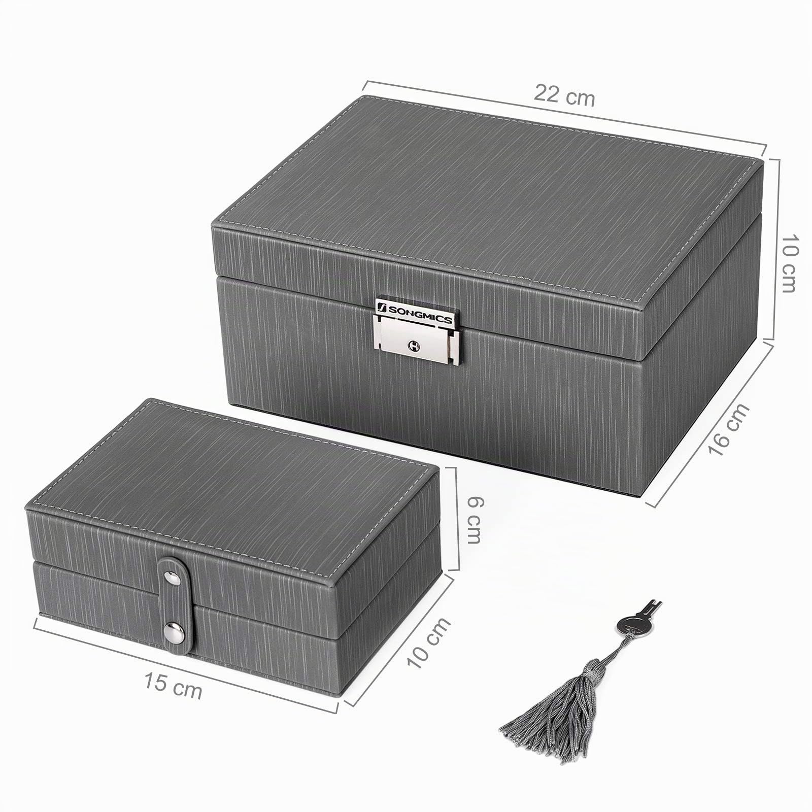 Songmics JBC232GY Portagioie 2 Livelli Grigio con Serratura