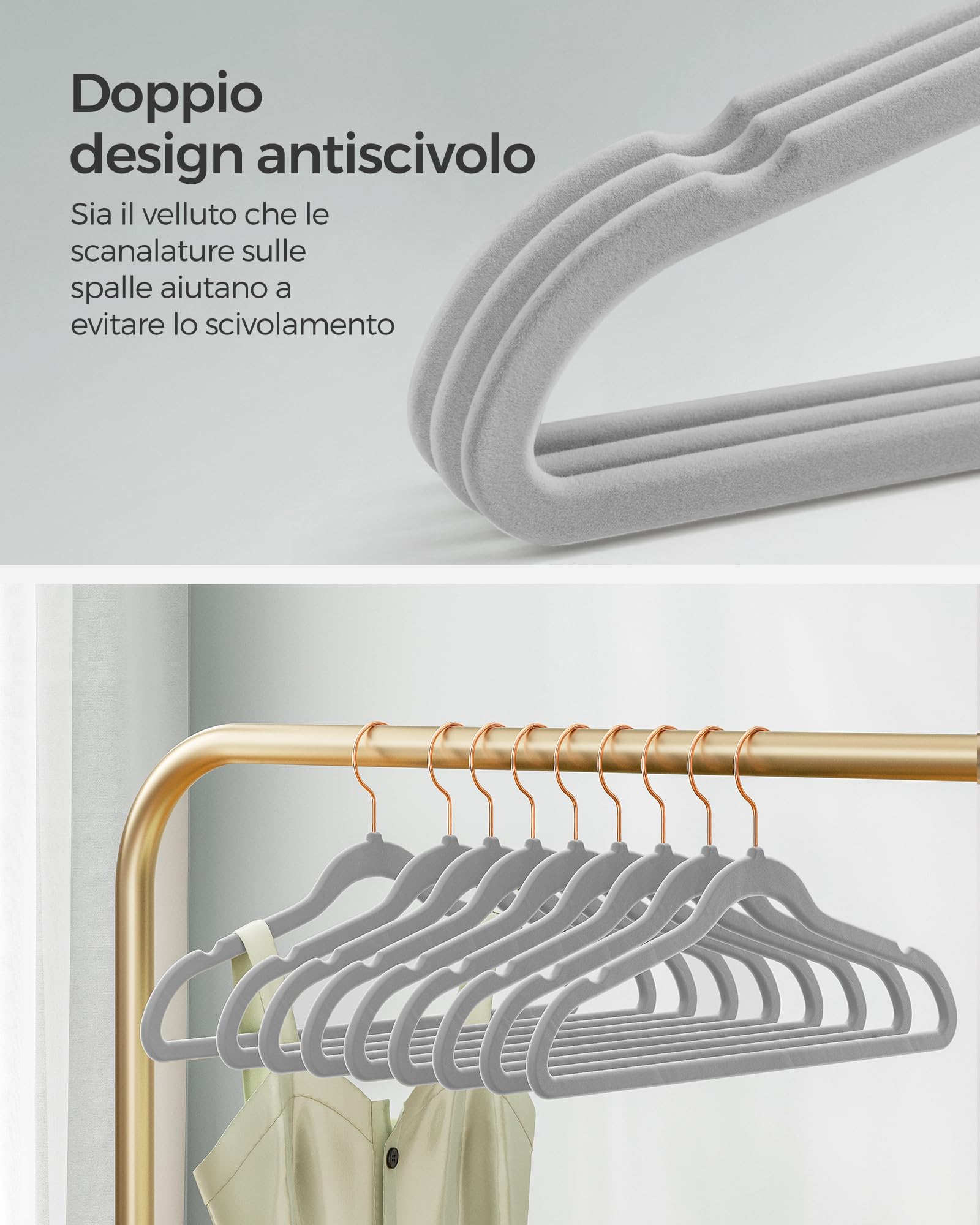 Songmics CRF026G50 grucce velluto 41,5 cm 50 pezzi