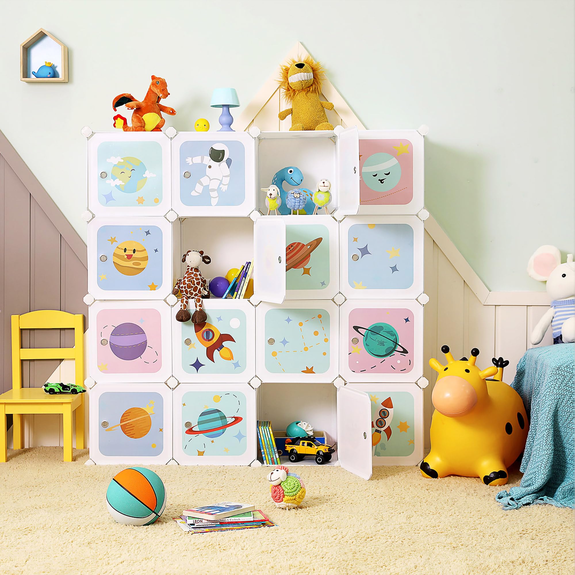 Songmics LPC902W Scaffale 15 Cubi 153cm Bianco Bambini