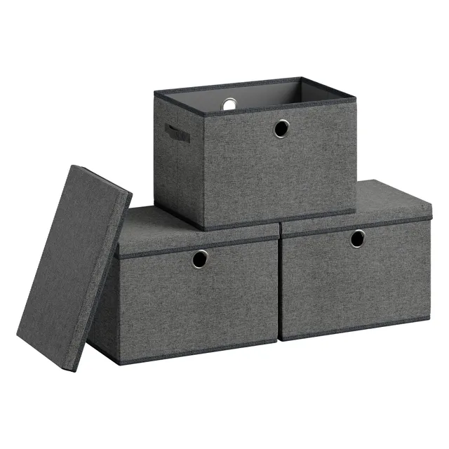 Songmics URFB545GN01 scatole contenitore coperchio grigio 3pz