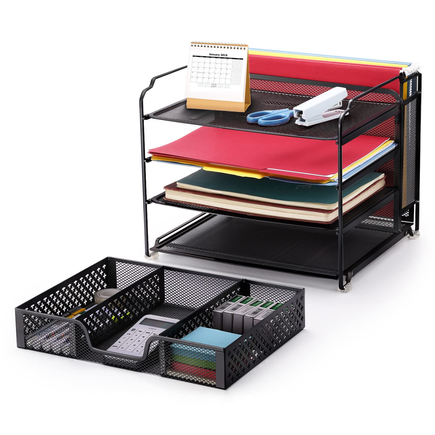 Simple Trending Organizer Scrivania 4 Vaschette A4 Nero Metallo