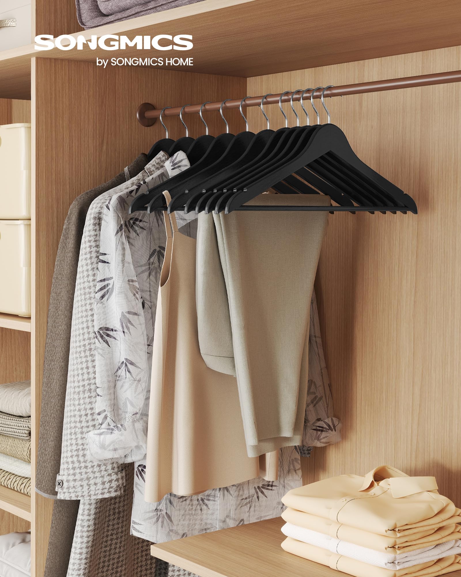 Songmics CRW030B01 grucce legno nere 30 pezzi salvaspazio