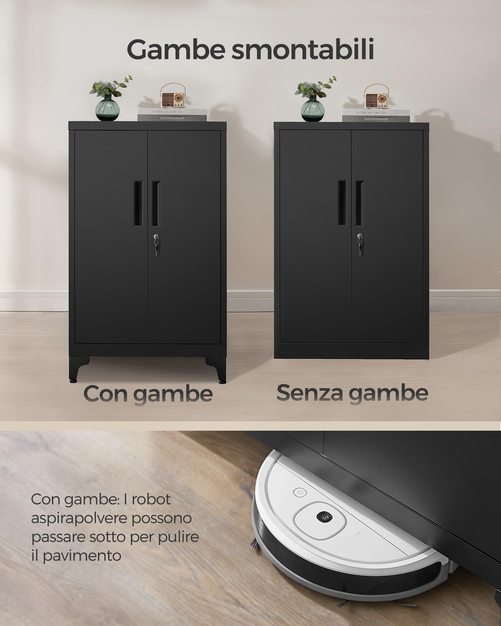 Songmics OMC012B01 armadietto metallo Nero Opaco con serratura