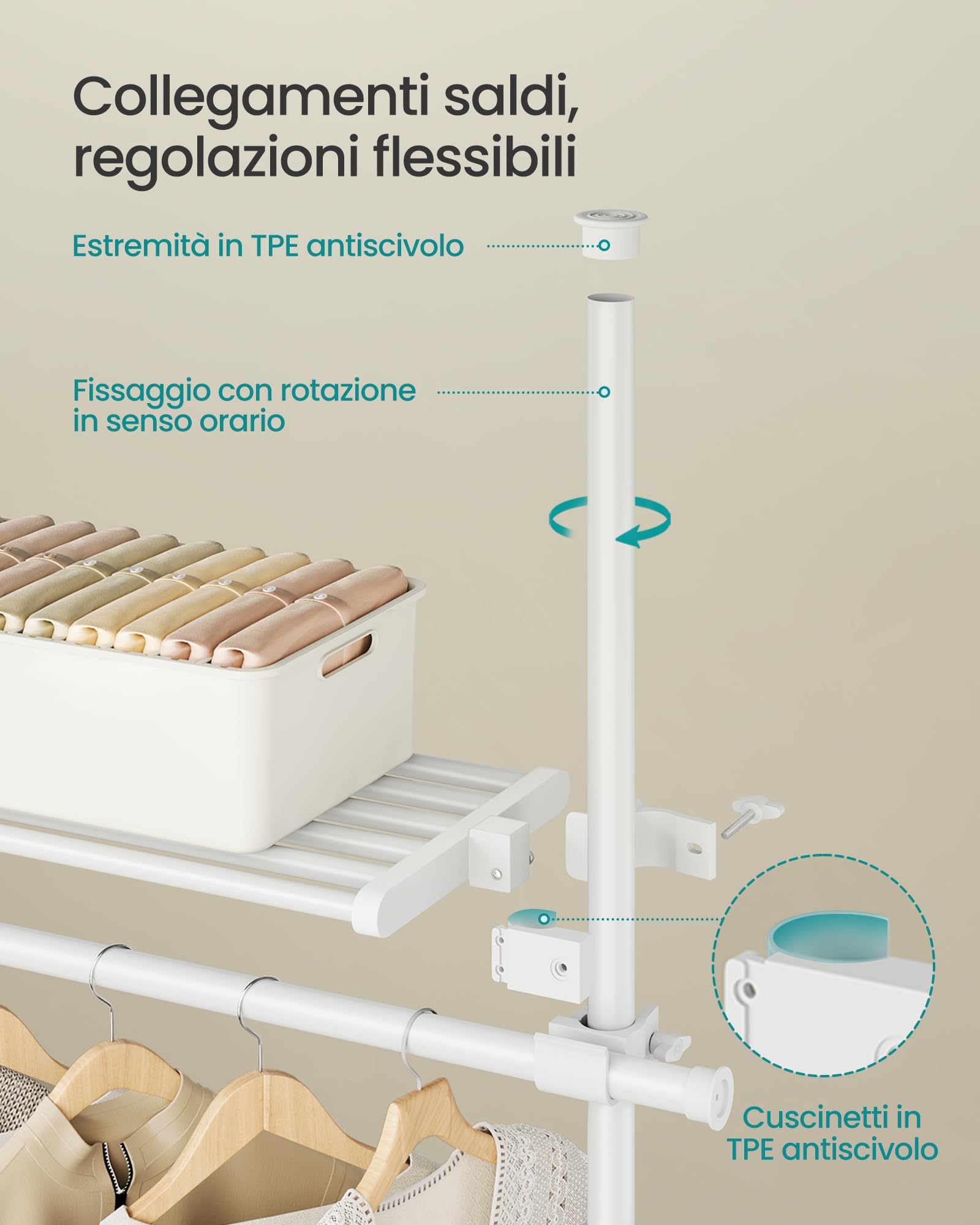 Songmics HSR155W01-3 armadio aperto bianco regolabile