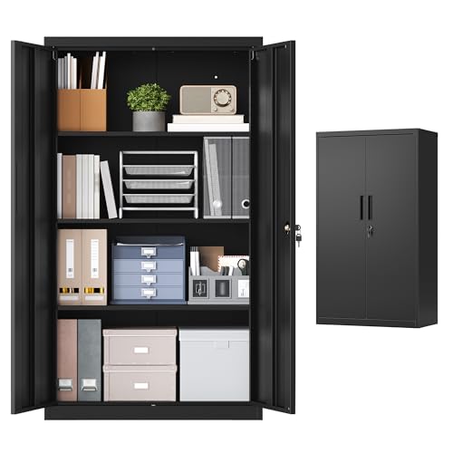 Songmics OMC020BD01 armadio in metallo 140 cm nero con serratura