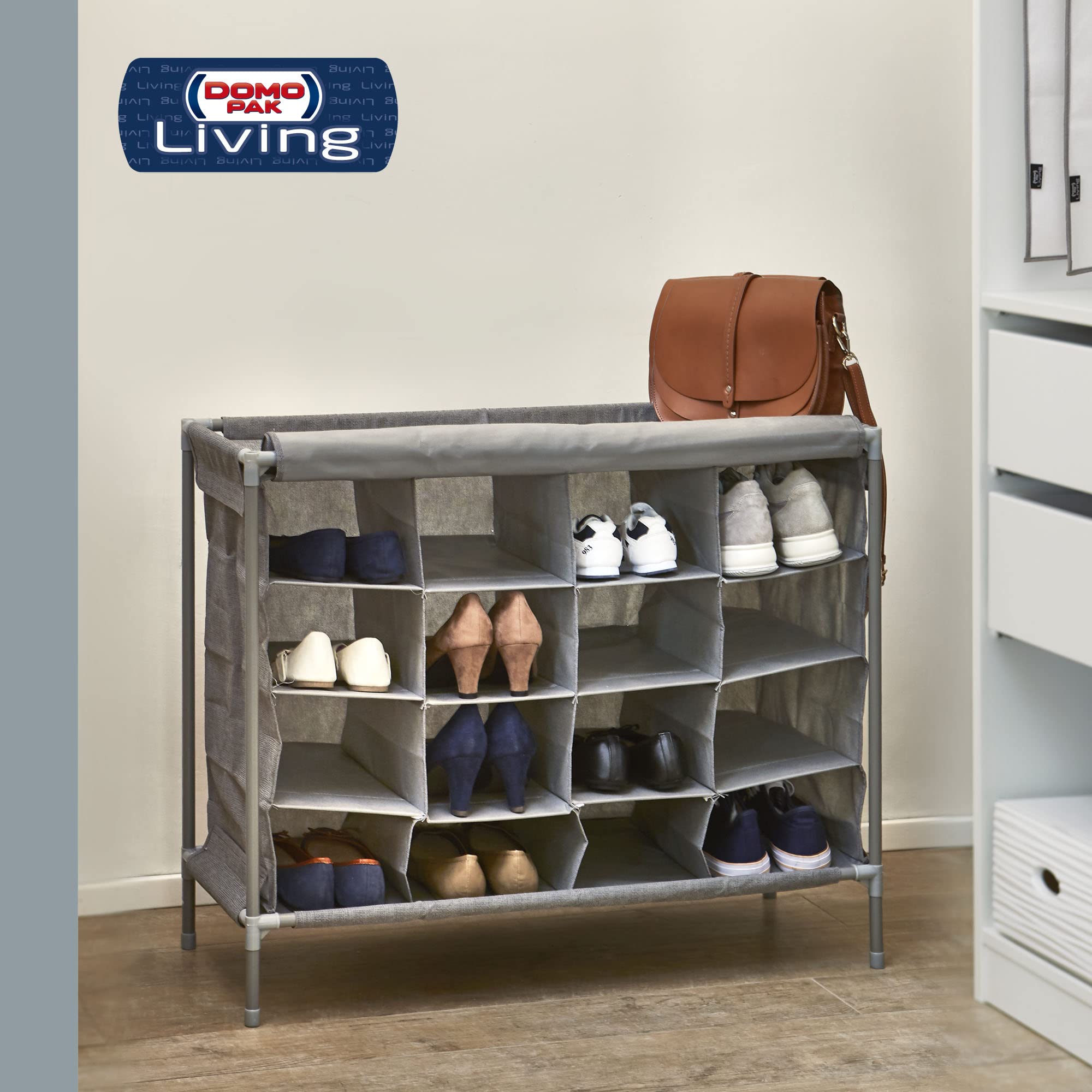 Domopak Living scarpiera grigia 16 scomparti 81x35x66 cm