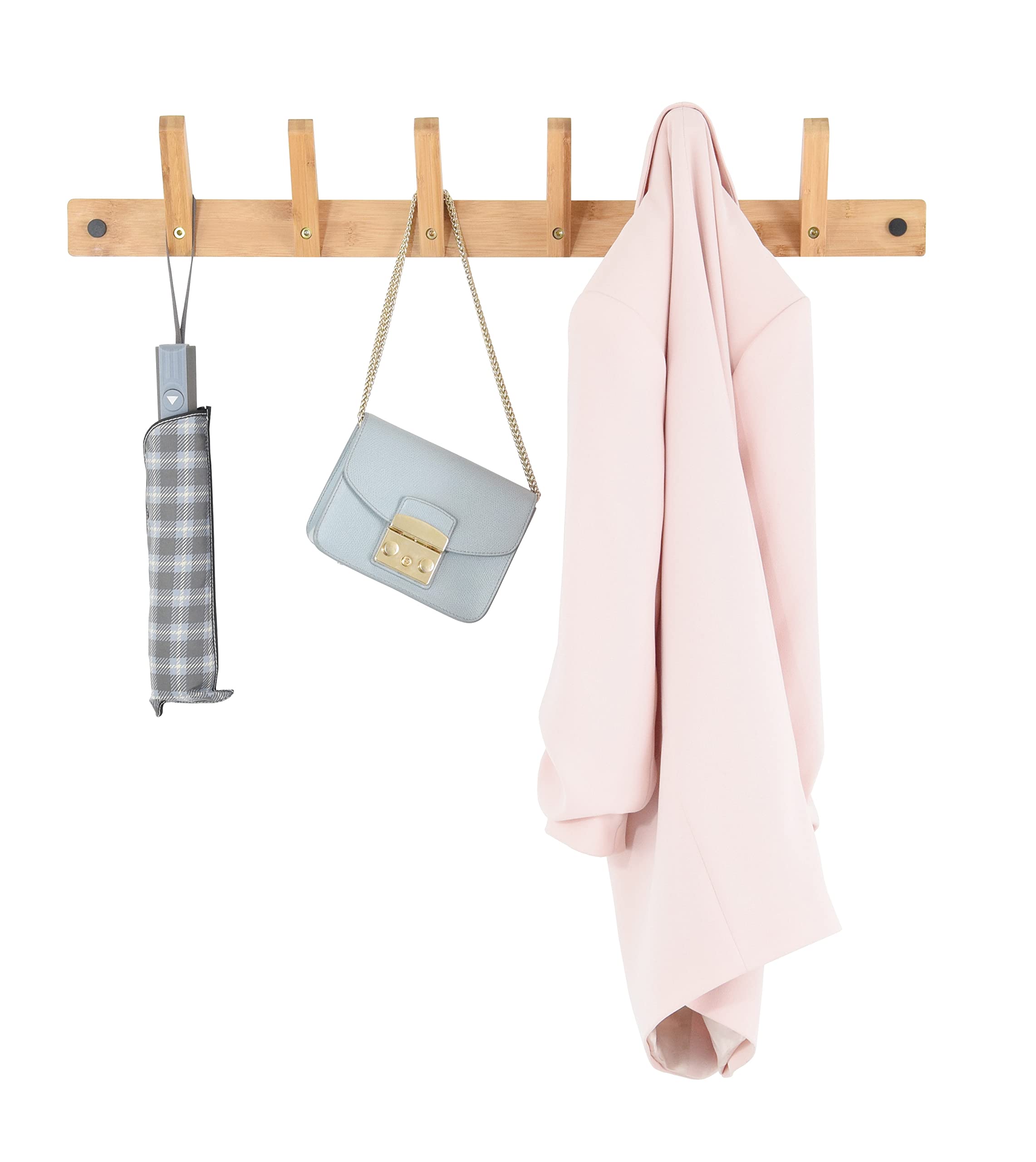 DOMO PAK LIVING Appendiabiti Bamboo 6 Ganci 2 Montaggi