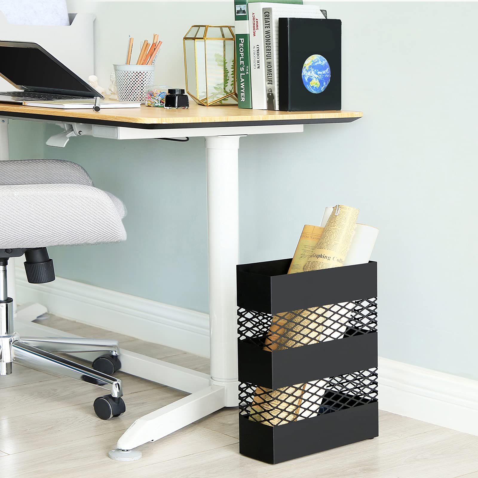 Songmics LUC02BK portaombrelli metallo nero 28x12x41 cm