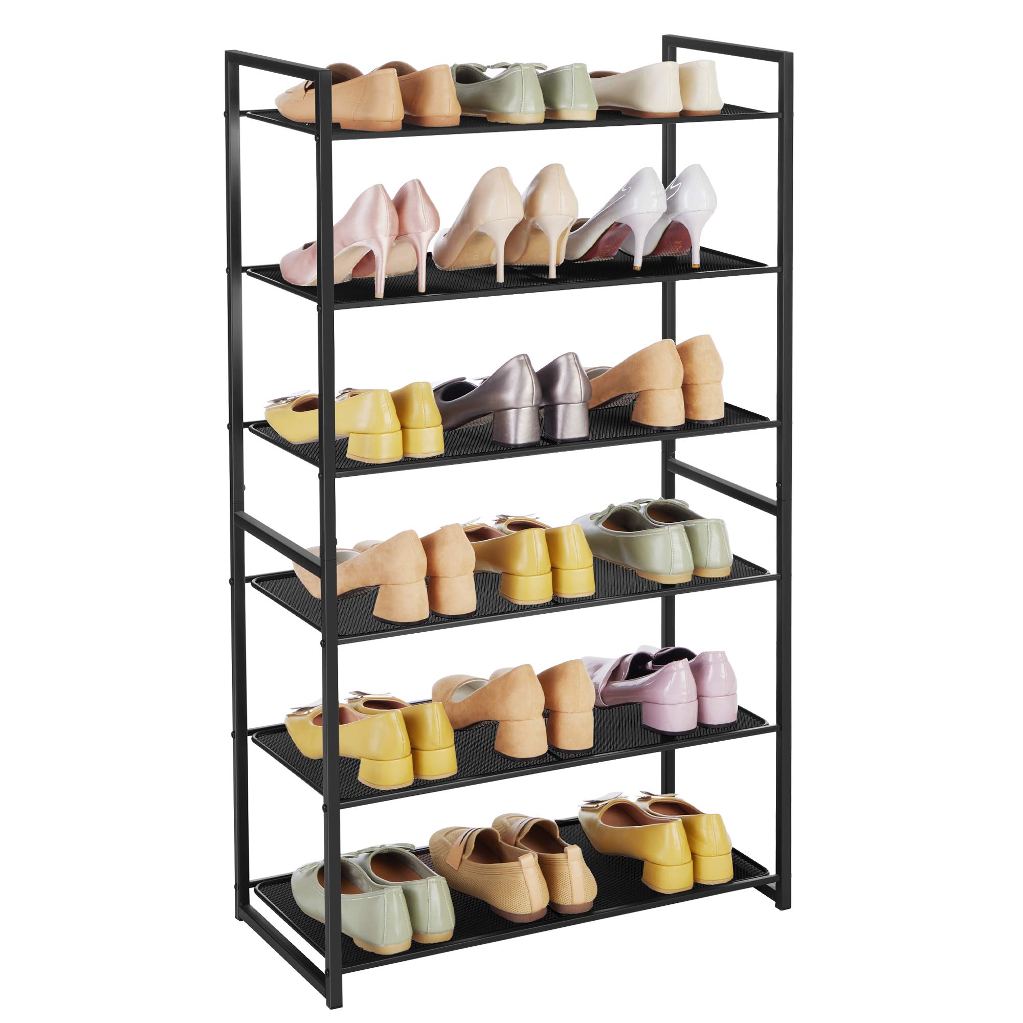 Songmics LMR086B01 scarpiera 6 ripiani nero 18-24 paia