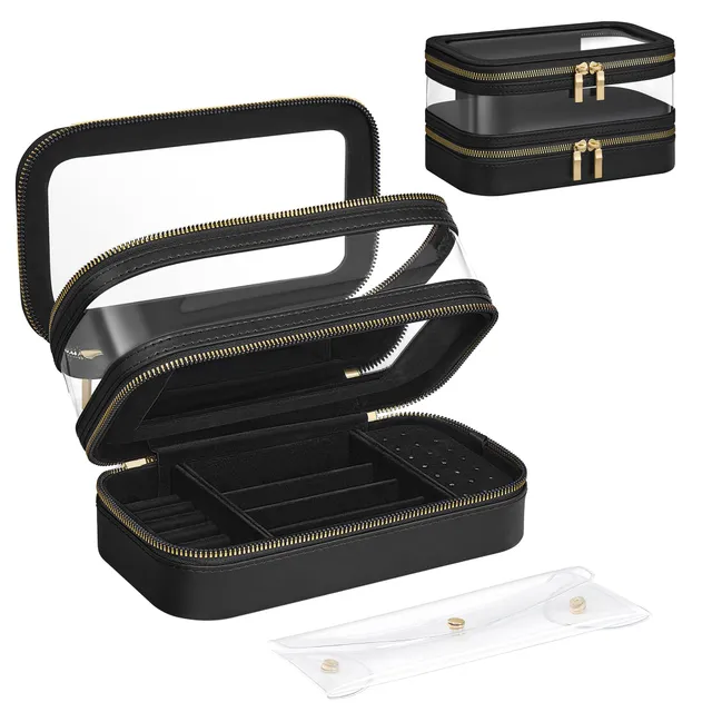 Songmics JKA026B01 beauty case viaggio nero inchiostro con specchio