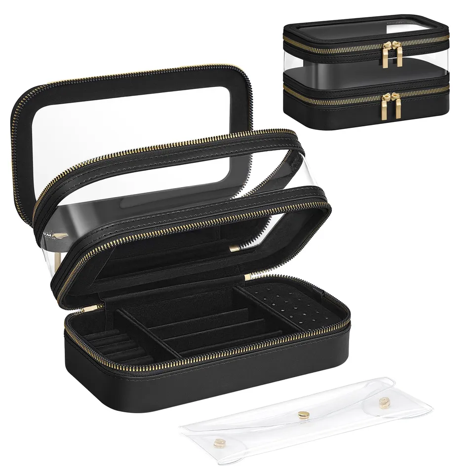 Songmics JKA026B01 beauty case viaggio nero inchiostro con specchio
