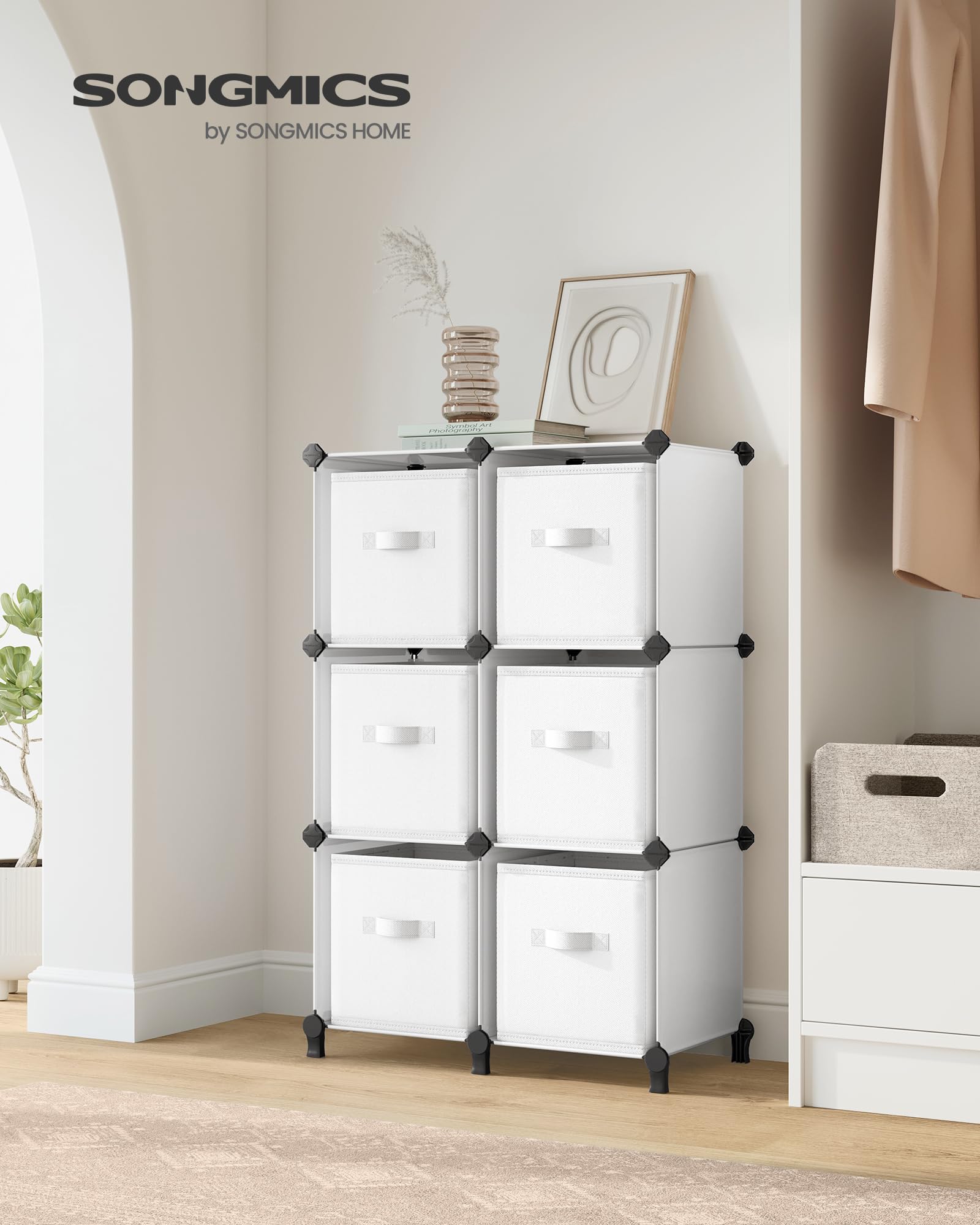 Songmics LPC062W06 scaffale cubi bianco 6 scomparti salvaspazio