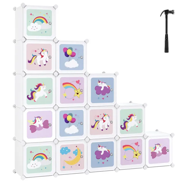Songmics LPC906W01 armadio 16 cubi bianco con ante cameretta