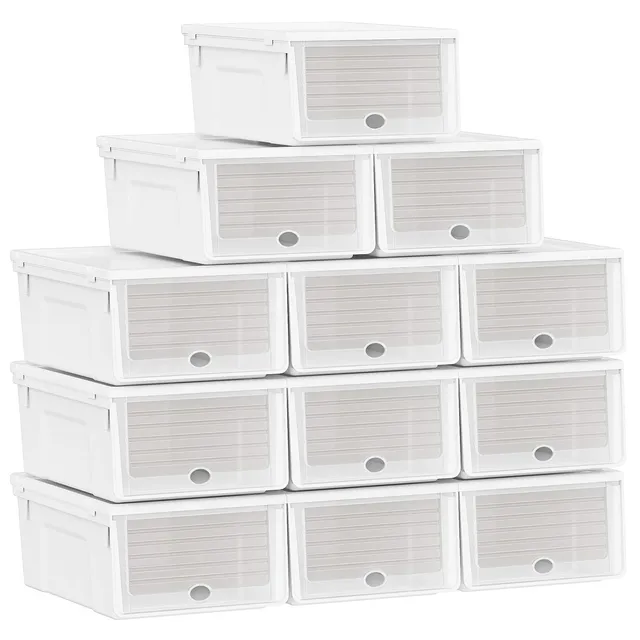 Songmics LSP112W01 scatole per scarpe bianche set 12 impilabili