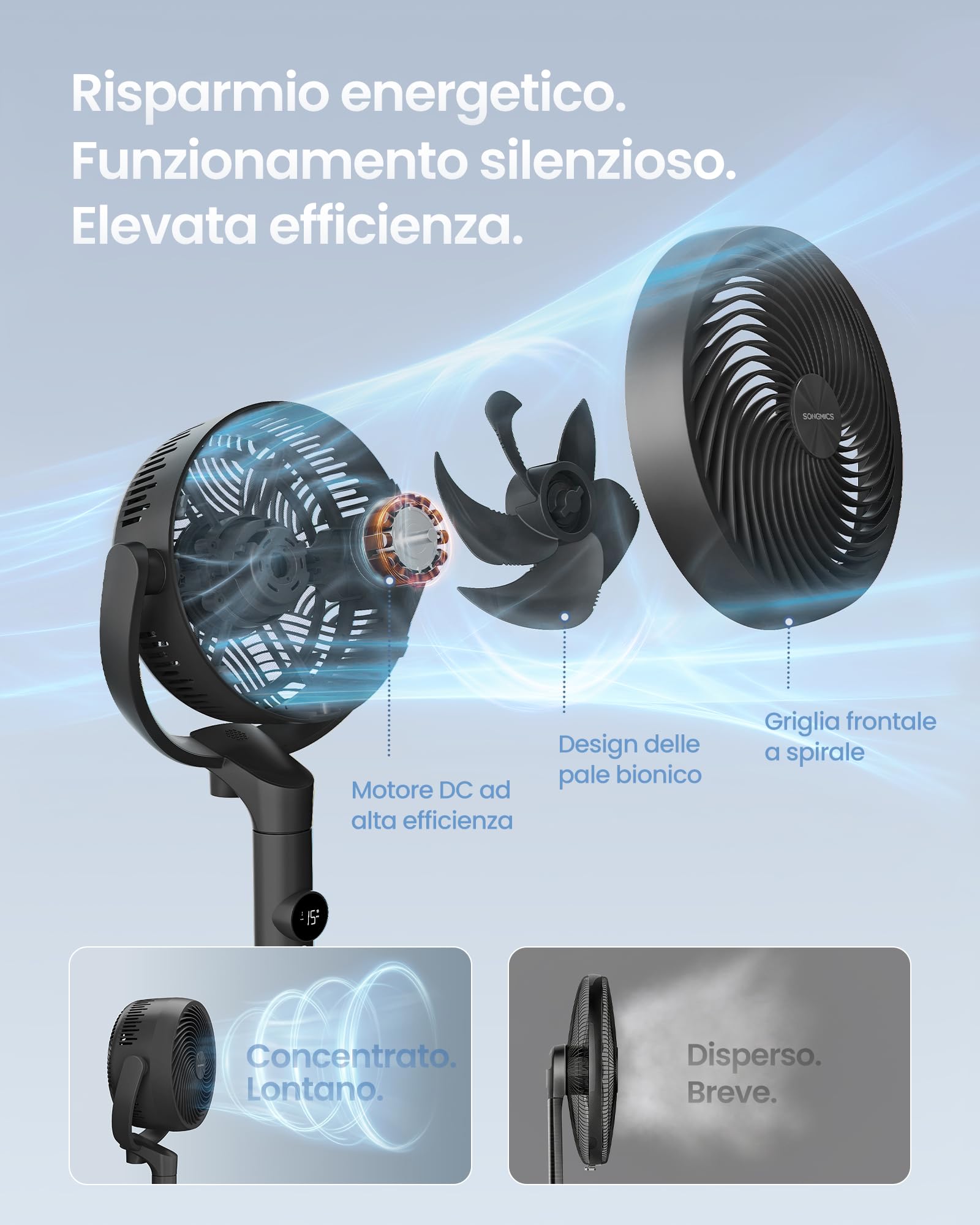 Songmics XFC002B1EU ventilatore piantana nero 20 dB