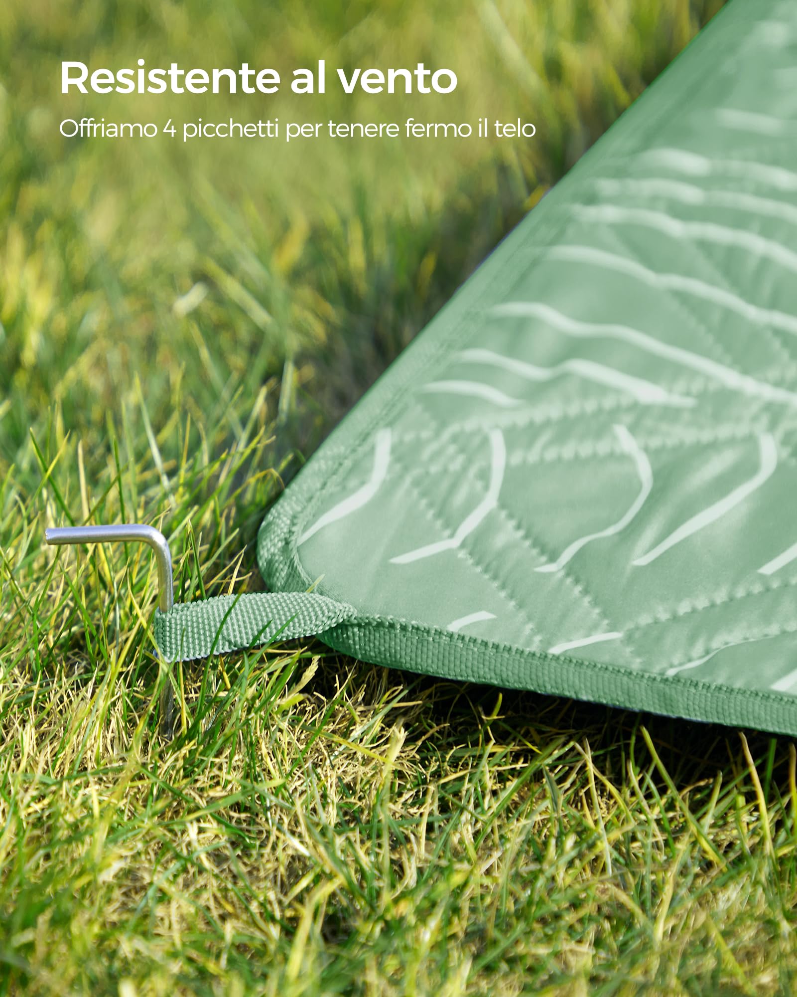 Songmics Tommi GCM010C02 coperta picnic 200x200 verde impermeabile