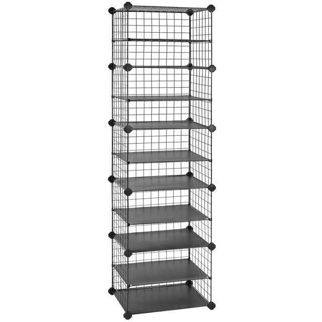 Songmics LPI402B01 Scarpiera 10 Ripiani Nero 20 Paia