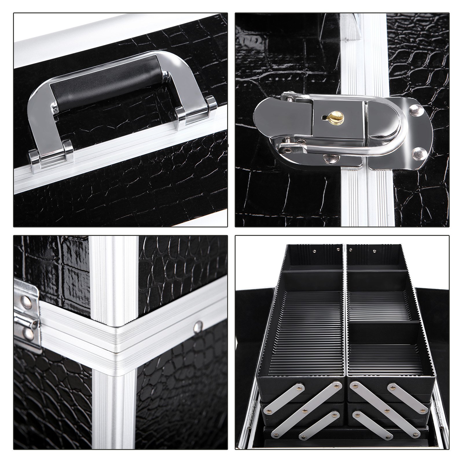 Songmics Grand Beauty Case valigetta trucchi 36,5x22x35 con specchio
