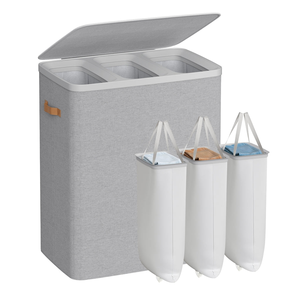 Songmics cesto biancheria con coperchio 170 l 2 scomparti