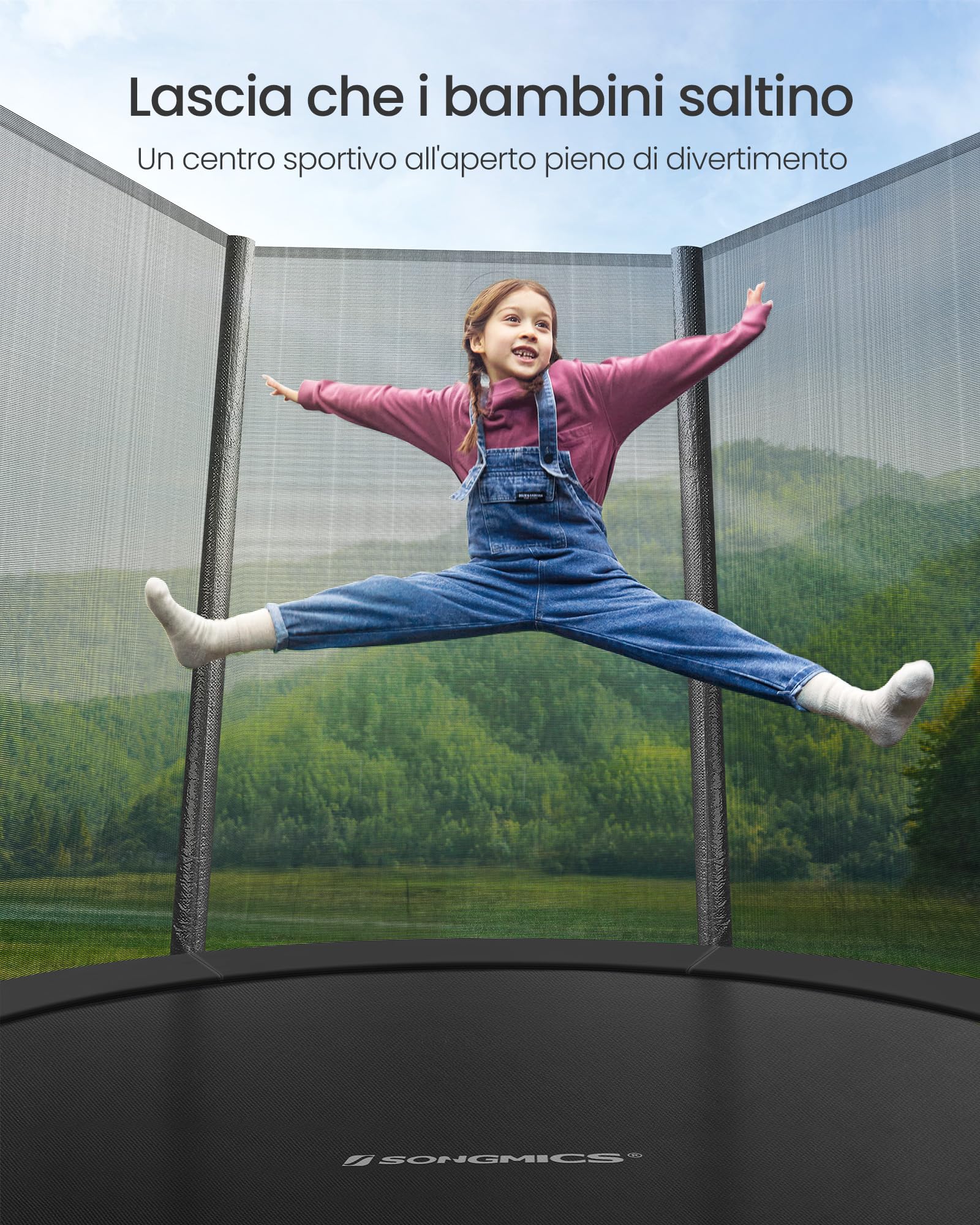 Songmics trampolino esterno bambini 244 cm rete 150 kg