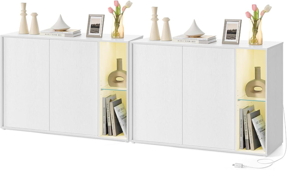 Songmics Madia Contenitore Set 2 Pezzi Bianca con Luce
