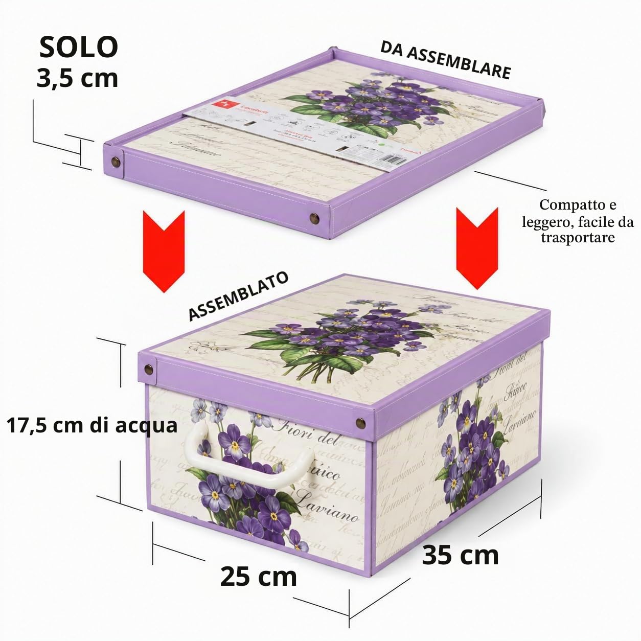 Lavatelli Scatole Organizer Violette 25x35 cm 4 Pezzi
