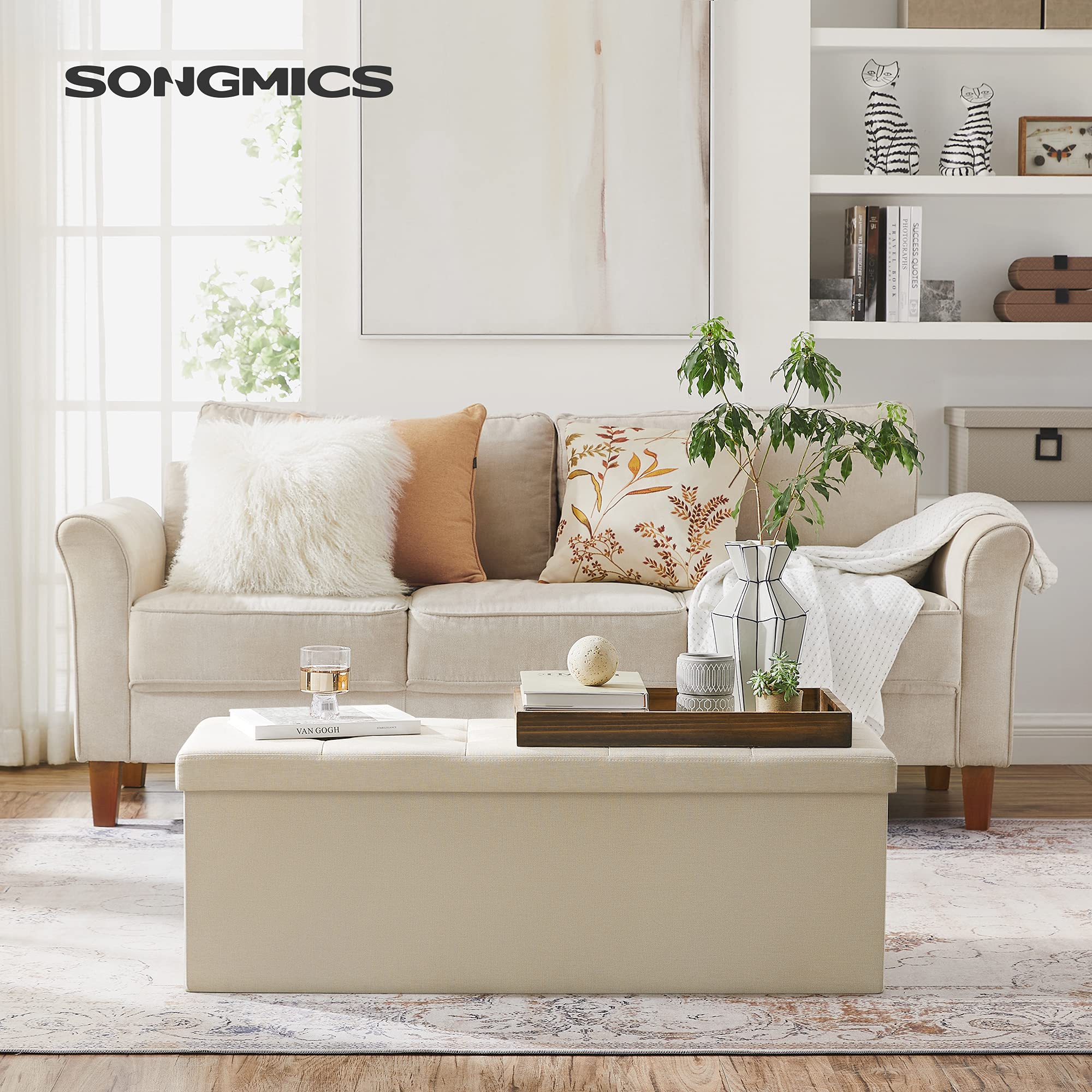 Songmics Mazie LSF77BE cassapanca 110 cm bianco crema