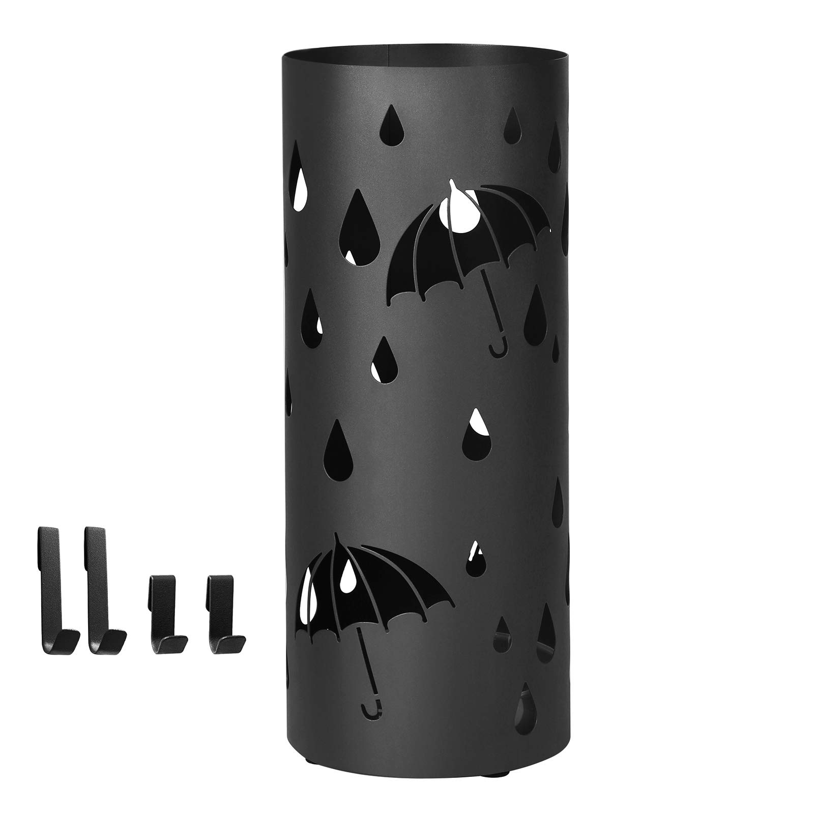 Songmics portaombrelli metallo nero rotondo 19,5x49 cm