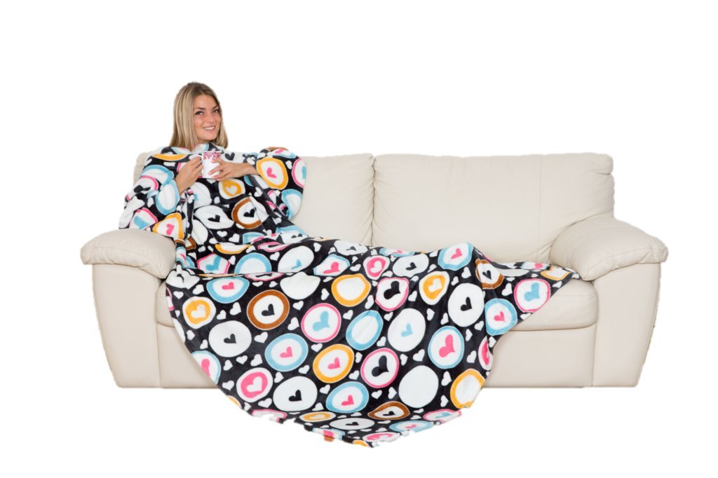 Kanguru coperta con maniche pile cuori 210x140 cm