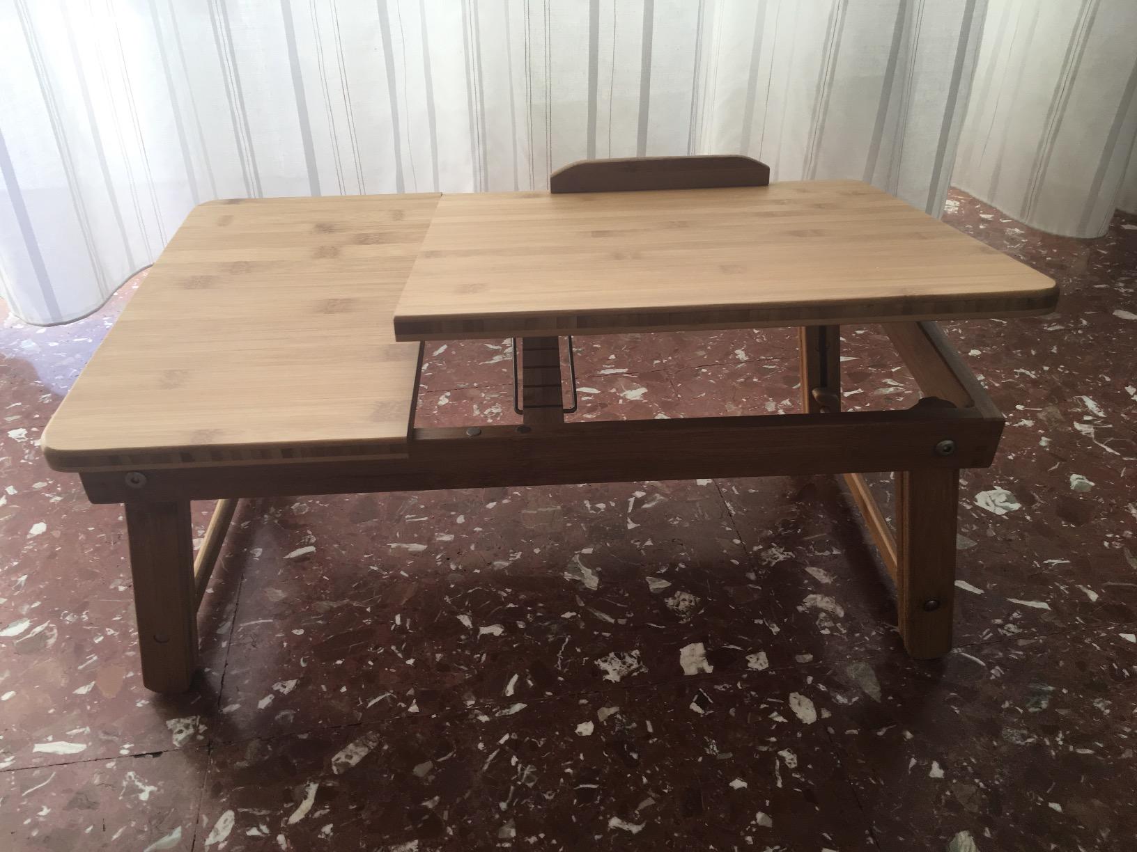 Songmics LLD01N Tavolino Bambù Letto Laptop Inclinabile Naturale