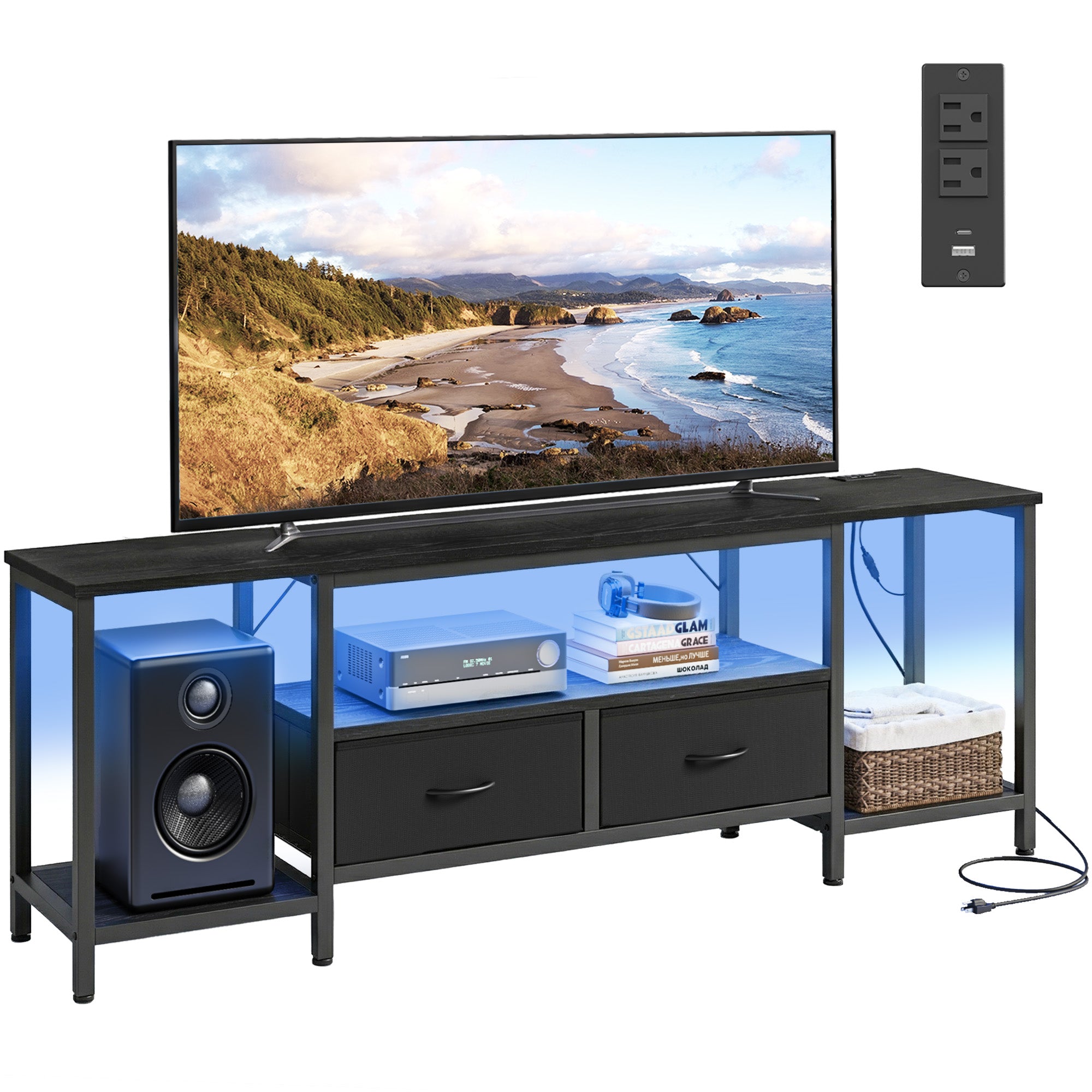 Songmics BELLAH Mobile TV con Prese e Luci