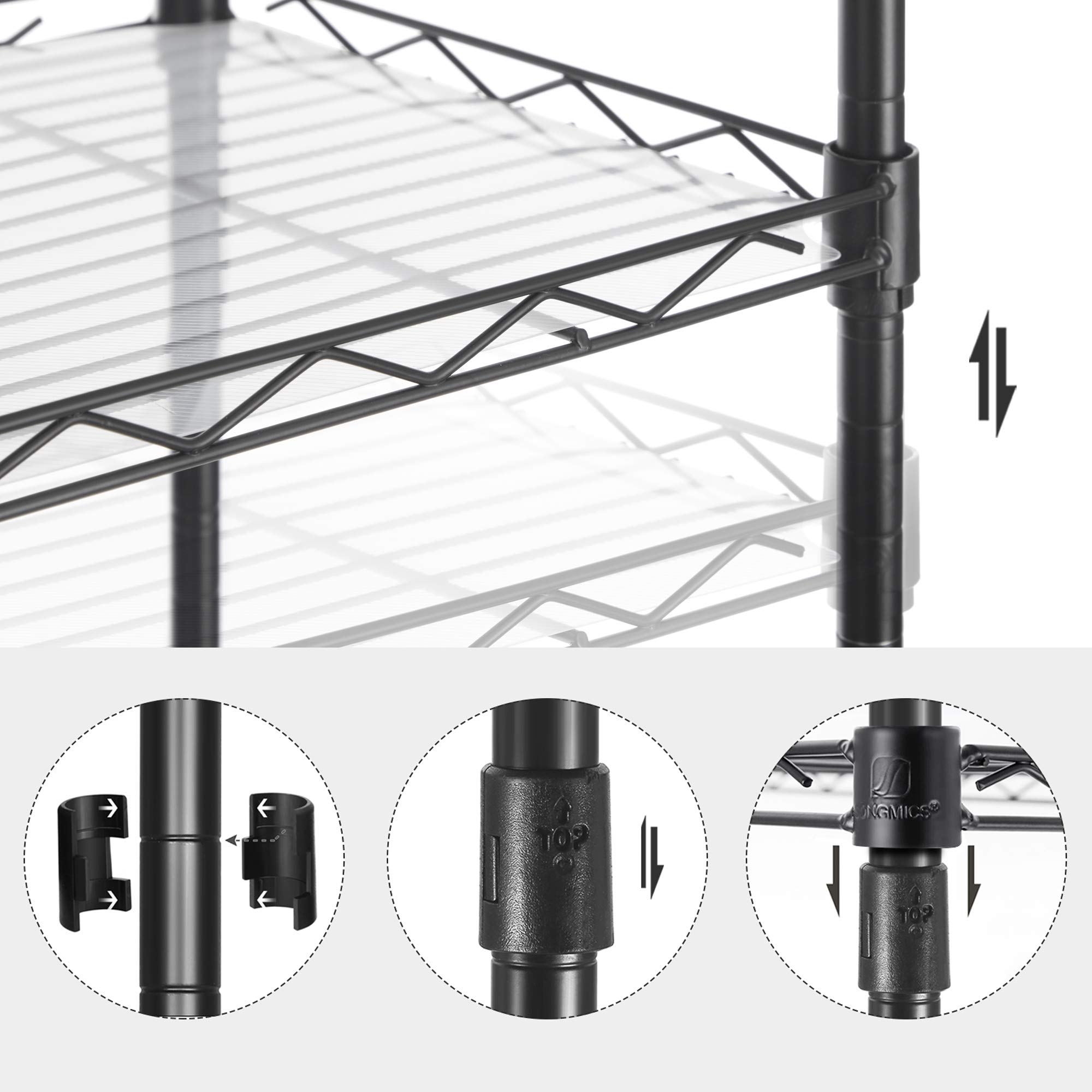 Songmics LGR115B01 scaffale cucina nero 5 ripiani