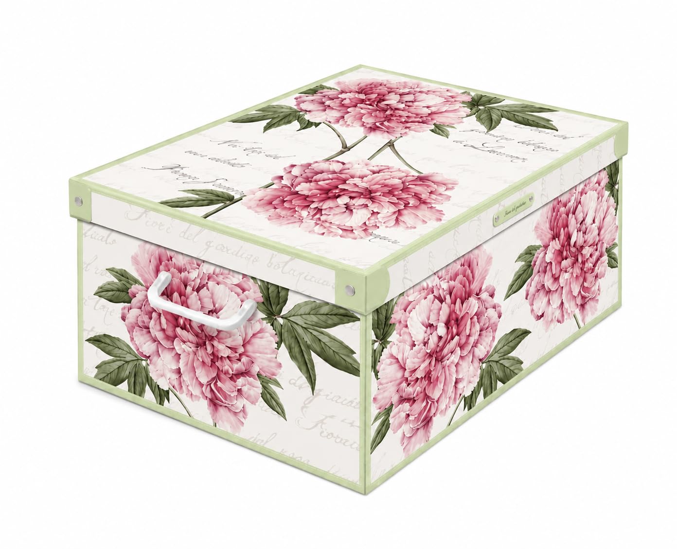 Lavatelli Scatole Armadio 2 pezzi 32x42x17,5 cm peonie coperchio