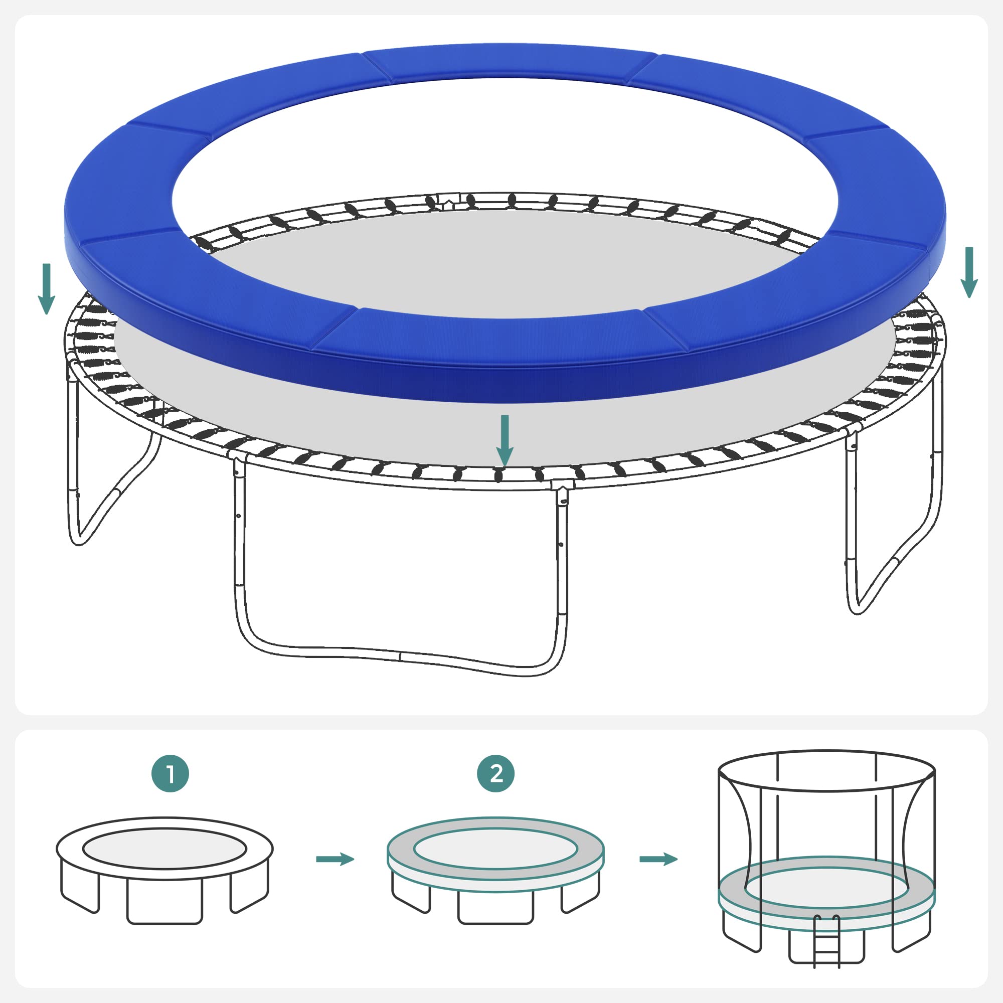 Songmics protezione trampolino 305 cm blu antistrappo UV
